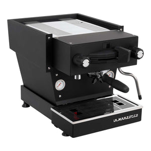 A black La Marzocco Linea Mini R espresso machine