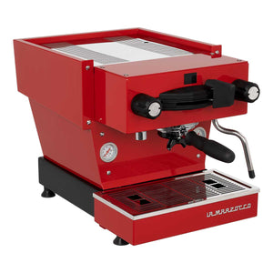 A red La Marzocco Linea Mini R espresso machine
