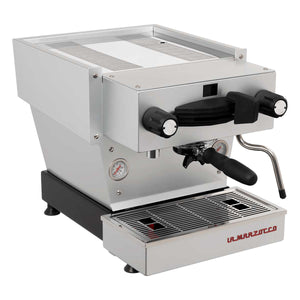 A silver La Marzocco Linea Mini R espresso machine