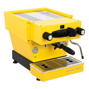 A yellow La Marzocco Linea Mini R espresso machine